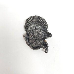MM Limited Large Silver Tone Turkey Brooch Pin Tack